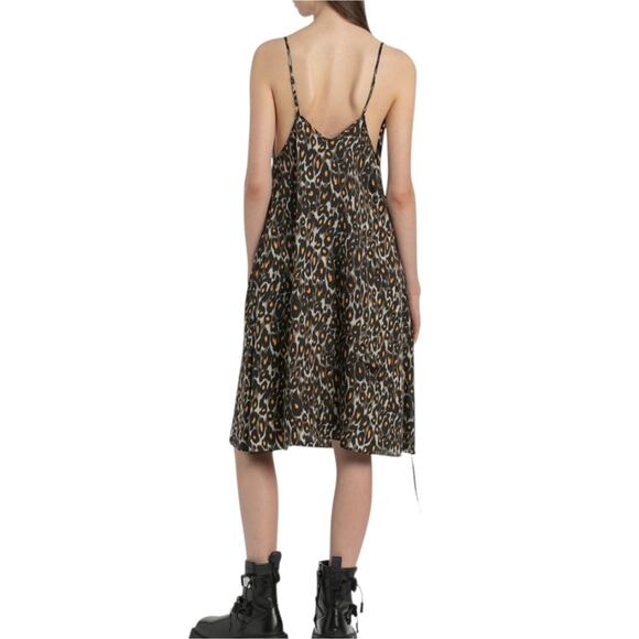 R13 Midi Slip Dress With Back Tie Grey Orange Leopard - Picture 5 of 16